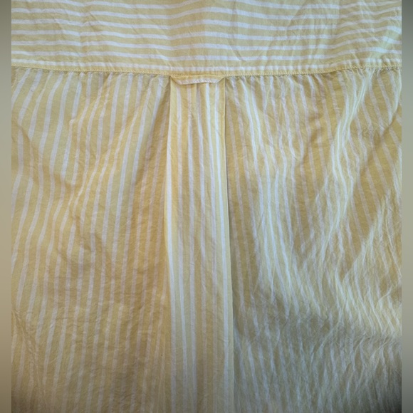 Lafayette 148 Top Yellow/White Striped Short Sleeve Button Down Shirt L - Picture 4 of 9